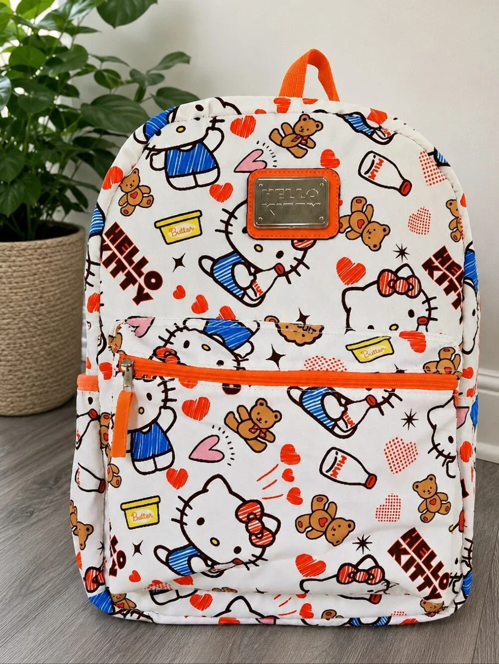 Sanrio Hello Kitty Bears Hearts Butter Milk Orange Backpack Back To School